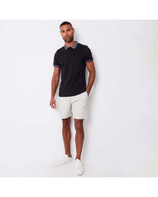 Threadbare Blue Birdseye Collar Cotton Jersey Polo Shirt for men