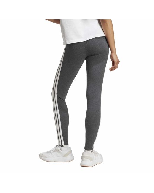 Adidas Gray Essentials 3 Stripe Leggings