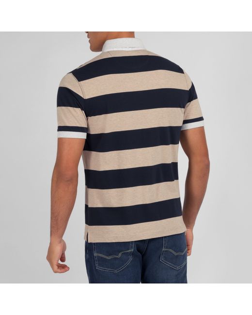 Eden Park Blue Striped Short-Sleeved Polo Shirt for men