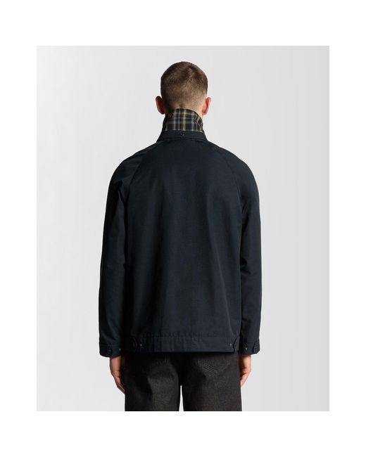 Lyle & Scott Blue Tartan Lined Water-Resistant Harrington Jacket for men