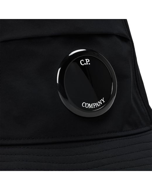 C P Company Black Bucket Hat for men
