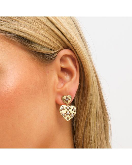 Jon Richard Metallic Two Tone Clover Cut Out Heart Earrings