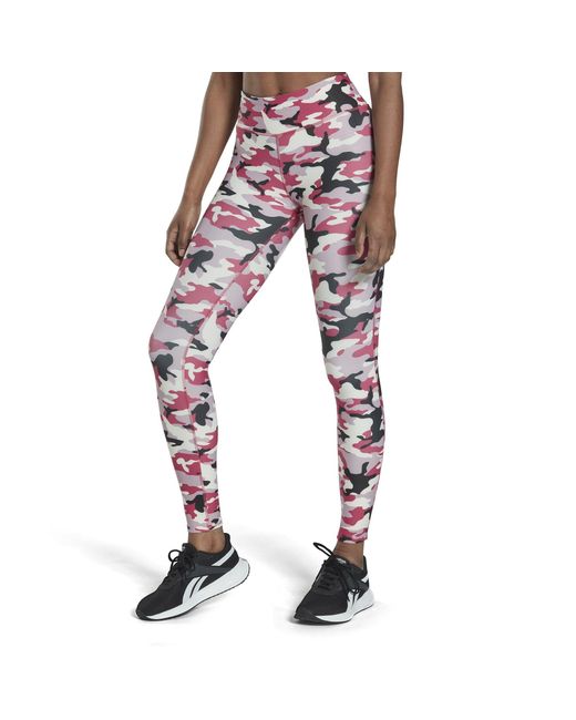 Reebok Red Lux Bold Camo Print Performance Gym Leggings