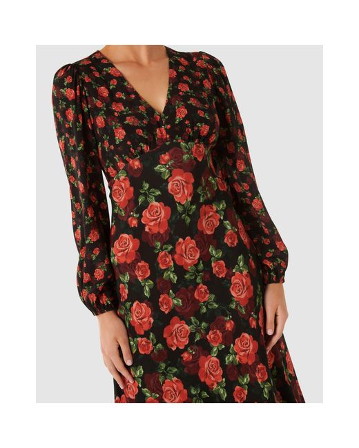 Forever New Red Carlina Mixed Print Midi Dress