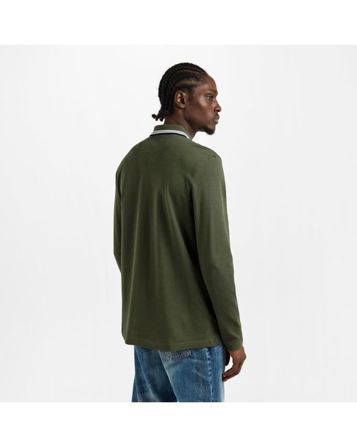 Boss Green Plisy Long Sleeve Polo Shirt With Logo Detail for men