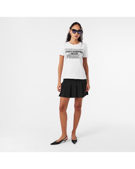 Karl Lagerfeld White Sequin T-Shirt