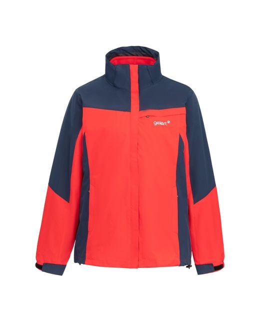 Gelert Red 3-In-1 Waterproof Windproof Detachable Hood Long Sleeve Jacket