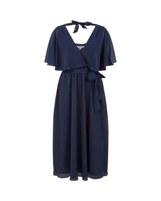 Yumi' Blue Wrap Midi Dress