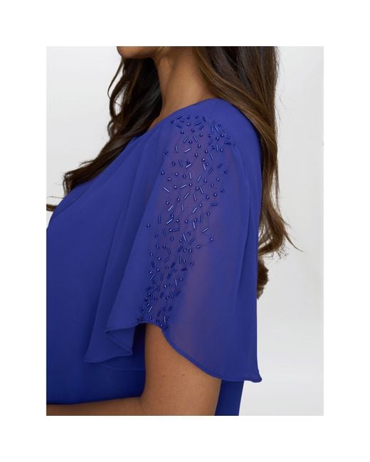Gina Bacconi Blue Cherry Tiered Chiffon Dress