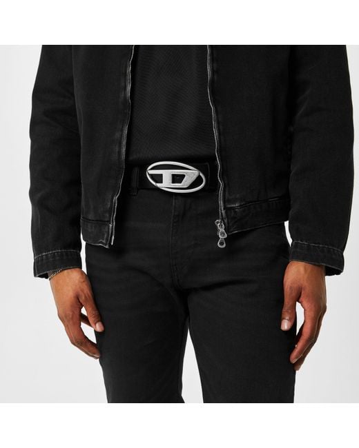 DIESEL Black Oval Logo Belt for men