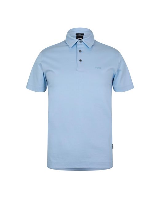 Boss Blue Short Sleeve Polo Shirt With Logo Detail for men