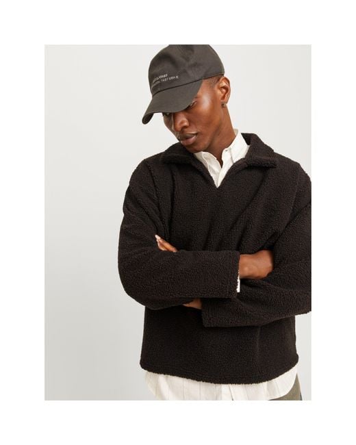 Jack & Jones Black Teddy Crew Neck Jumper for men
