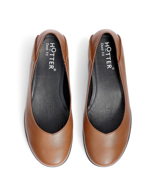 Hotter Brown Birdie Wide Fit Ballerina Pumps