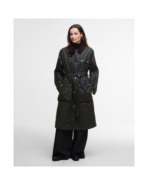 Barbour Black Milda Waxed Trench Belted Wax Jacket