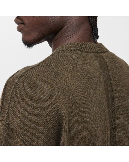 Rick Owens Green Ribbed Crew Neck Relaxed Fit Jumper for men