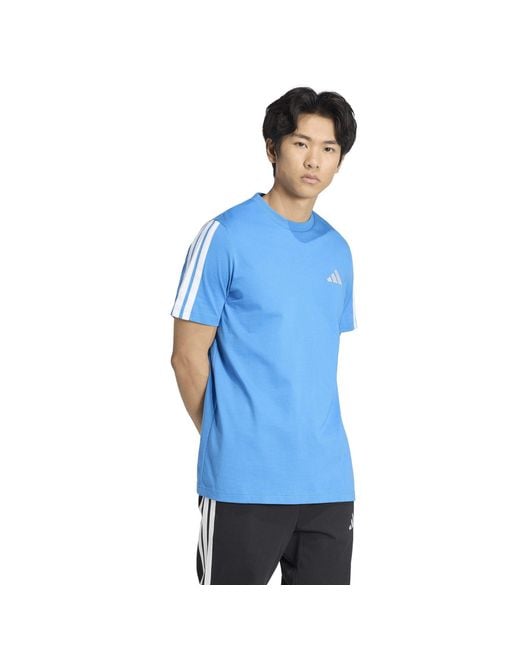 Adidas Blue Essentials 3-Stripes T-Shirt for men