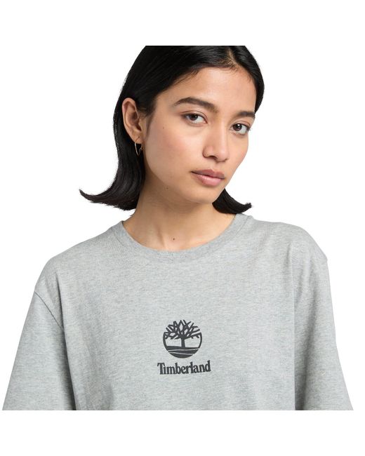 Timberland Gray Print Stack Logo Short Sleeve T-Shirt for men