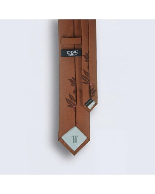 Twisted Tailor Brown Atticus Floral Placement Tie for men