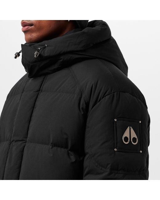 Moose Knuckles Black Everest Insulated Long Puffer Jacket for men