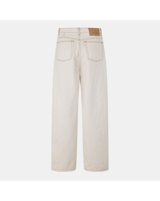 AMI White High Rise Wide Leg Trousers