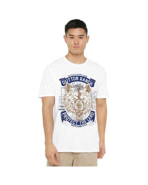 Other White Yellowstone Protect The Land Wolf T Shirt for men