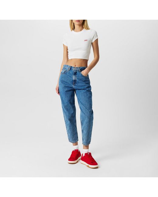 Tommy Hilfiger White Slim Script Crop Top