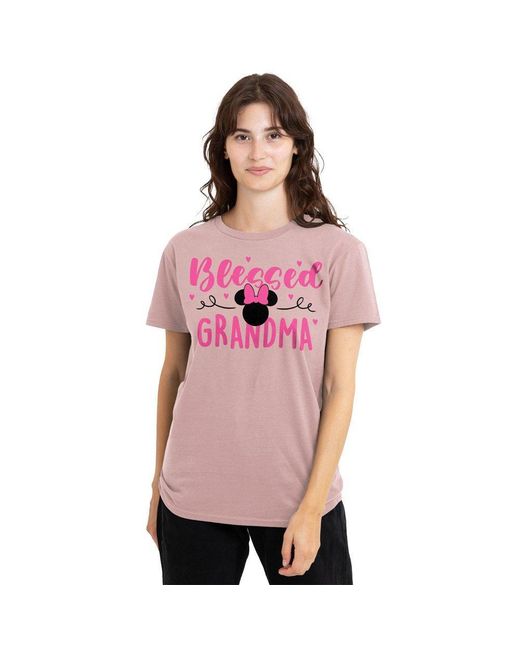 Disney Pink Minnie Mouse Silhouette Blessed Grandma T-Shirt P