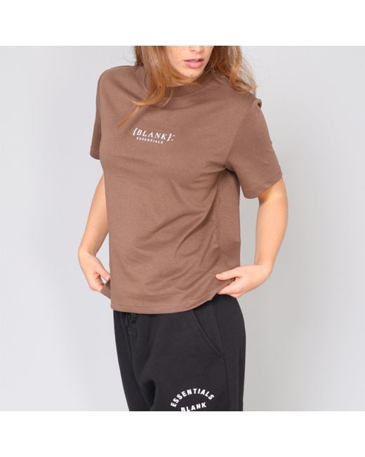 Blank Essentials Brown Blank E Core Puff Print T-Shirt Ladies