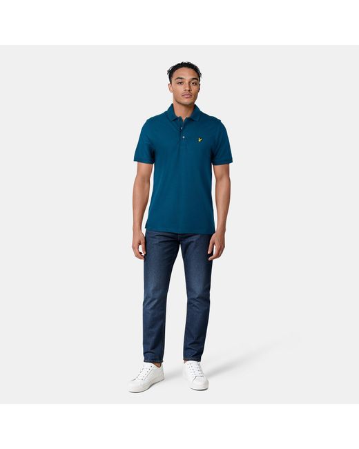 Lyle & Scott Blue Basic Short Sleeve Polo Shirt for men