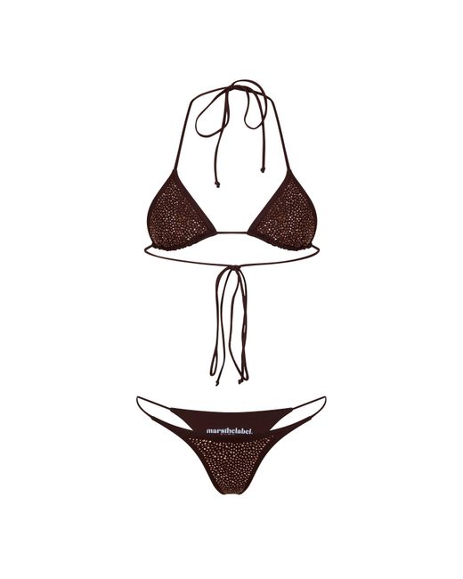 Mars the Label White Rhinestone Bikini Set