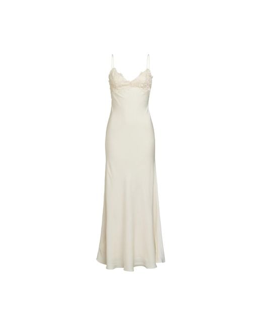 Bardot White Elisian Lace Satin Bias Cut Maxi Dress