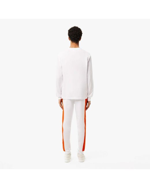Lacoste White Tapered Leg Sweatpants for men
