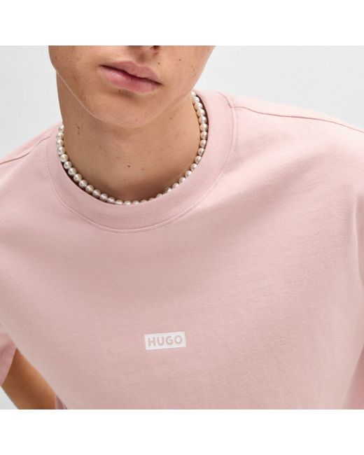 HUGO Pink Printed Logo Back T-Shirt With Mcmxciii Text for men