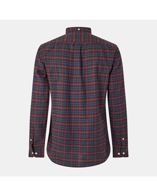 Farah Blue Carway Long-Sleeve Patterned Shirt for men