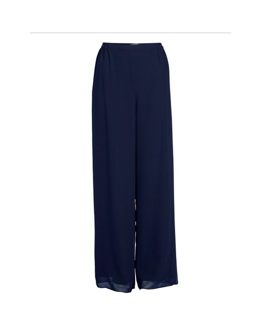 Gina Bacconi Blue Chiffon Layered Trouser With Slits
