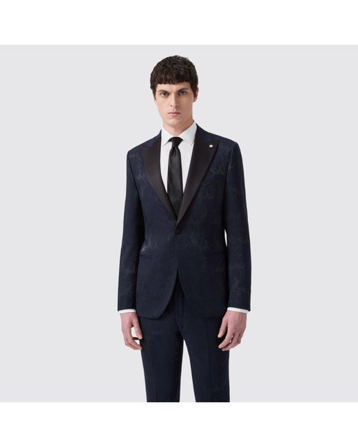 Twisted Tailor Blue Minerva Slim Fit Tux Jacket for men