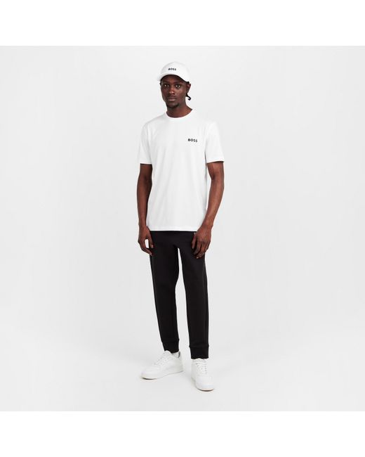 Boss White Short Sleeve Performance Gym Top for men