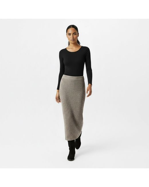 Jack Wills Gray Stitchy Maxi Knitted Skirt