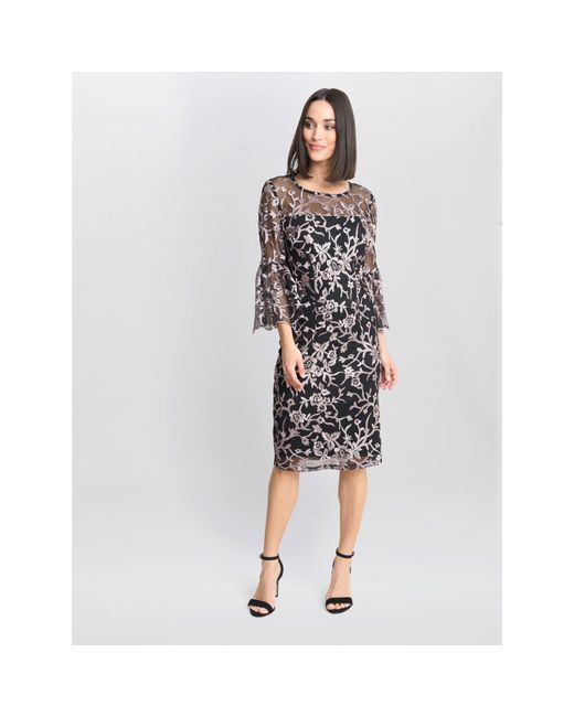 Gina Bacconi White Maxine Embroidered Shift Dress