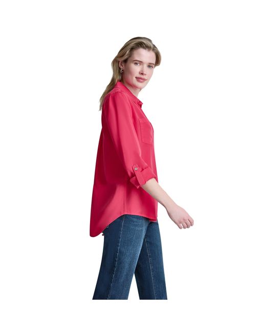 DKNY Red Long Sleeve Blouse