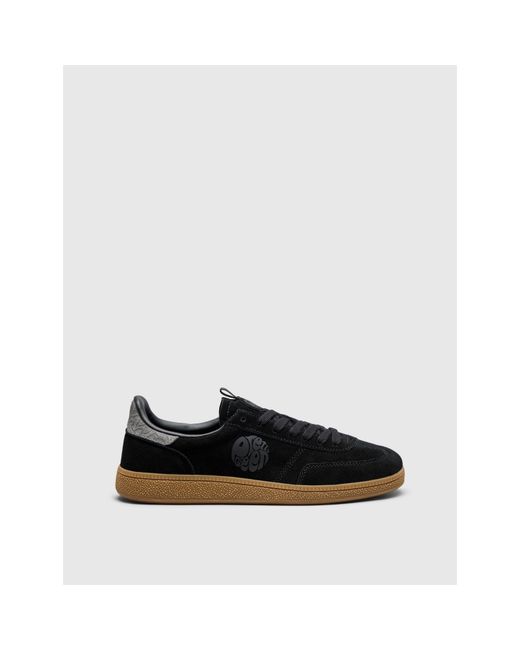 Pretty Green Black Ramblas Suede Low-Top Trainers for men