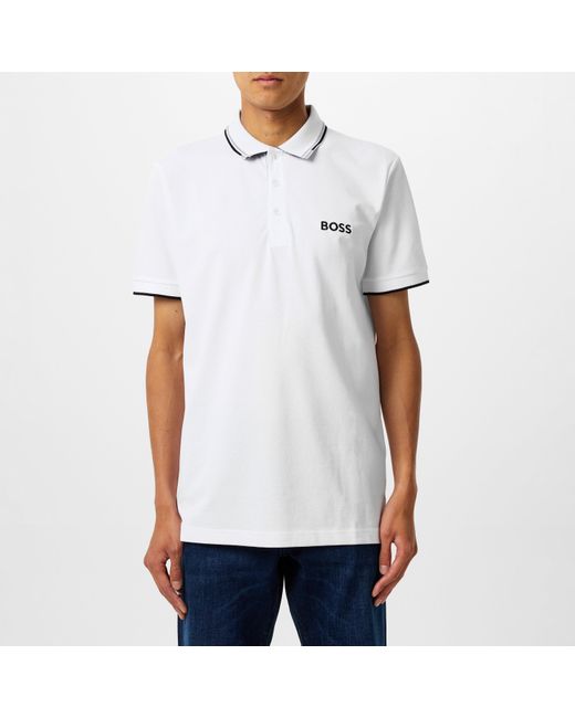 Boss White Paddy Pro Premium Cotton Polo Shirt for men
