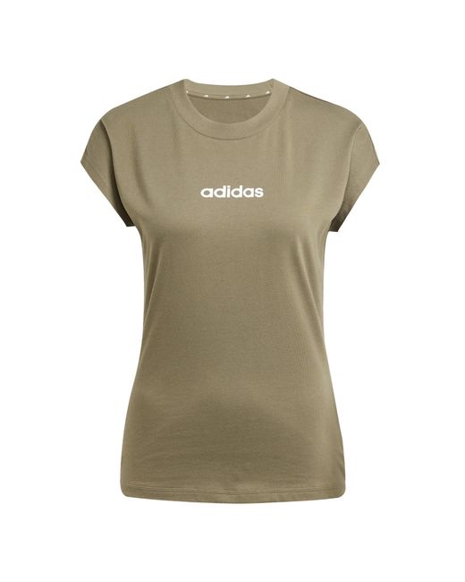 Adidas Green Essentials Linear Cotton T-Shirt