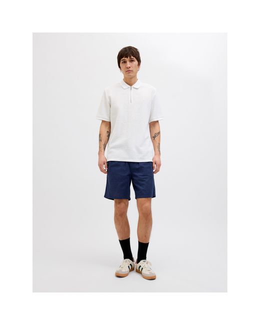 Jack & Jones White Austin Zip Polo for men