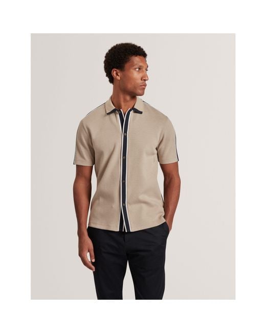 Ted Baker Natural Ted Ss Button Polo Sn64 for men