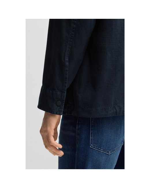 Boss Blue Labib Cotton Long Sleeve Water Resistant Overshirt for men