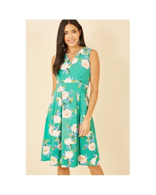 Mela London Floral Wrap Over Skater Dress in Blue Lyst UK
