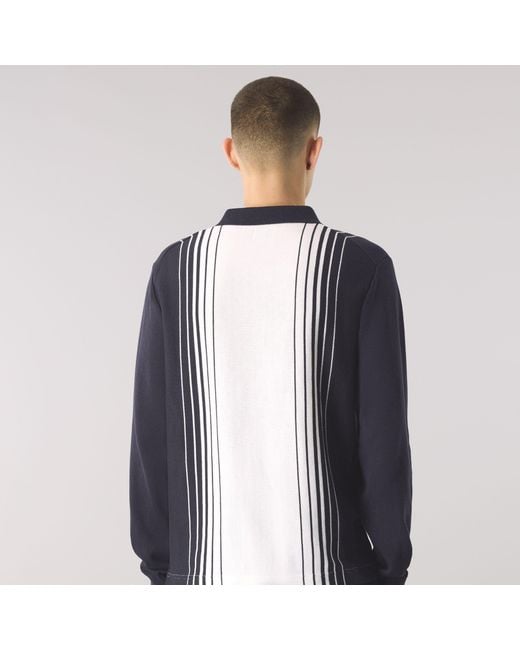 Pretty Green Blue Gradient Knitted Long-Sleeve Polo Shirt for men