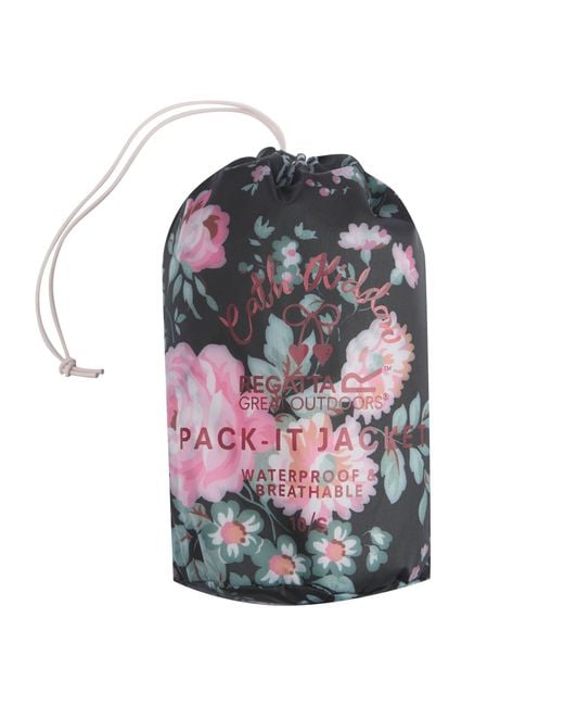 Regatta Black Cath Kidston Waterproof Pack It Jacket