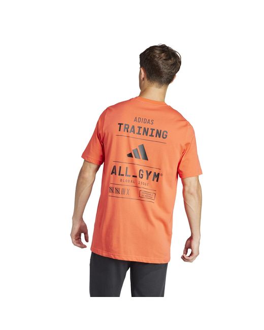Adidas Orange All-Gym Category Graphic T-Shirt for men